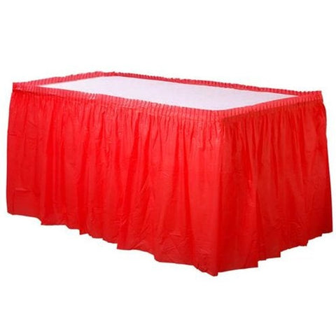 Red Plastic Table Skirt - 73cm x 4.2m