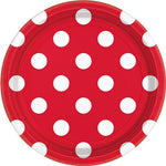 Red Polka Dot Paper Party Plates - 23cm