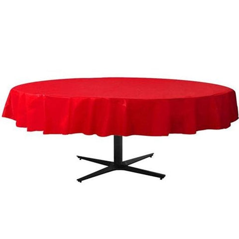 Red Round Plastic Table Cover - 2.1m