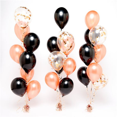 Rose Gold & Black Confetti Balloon Bouquet