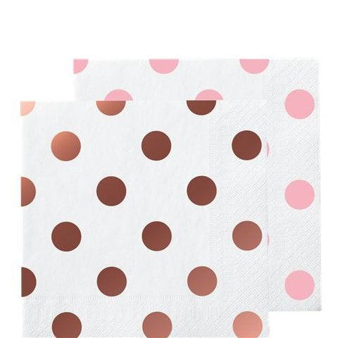 Rose Gold Dot Beverage Paper Napkins - 25cm