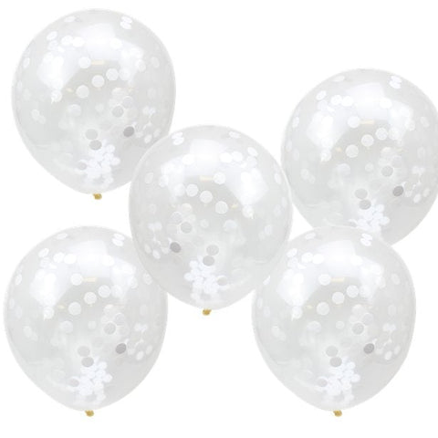 Rustic Country White Confetti Balloons - 12" Latex