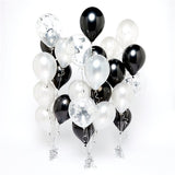 Helium Silver & Black Confetti Balloon Bouquets - 3 Bunches