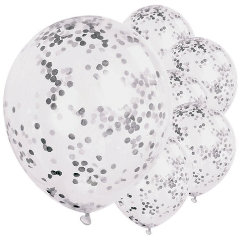Silver Confetti Balloons - 12" Latex