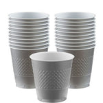 Silver Plastic Party Cups - 355ml