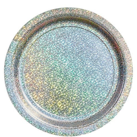 Silver Sparkly Plates - 23cm