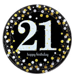 Sparkling Celebration Age 21 Paper Party Plates - 23cm
