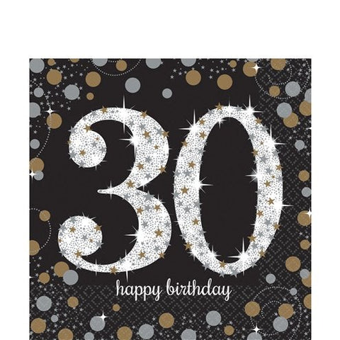 Sparkling Celebration Age 30 Lunch Napkins - 33cm