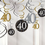 Sparkling Celebration Age 40 Hanging Swirls - 45cm