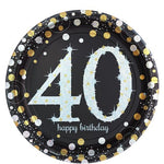 Sparkling Celebration Age 40 Paper Party Plates - 23cm