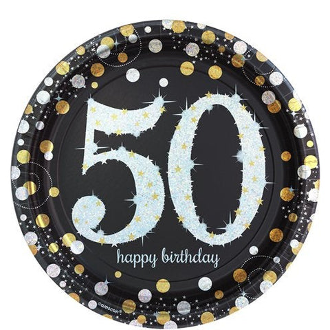Sparkling Celebration Age 50 Paper Party Plates - 23cm