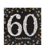 Sparkling Celebration Age 60 Lunch Napkins - 33cm