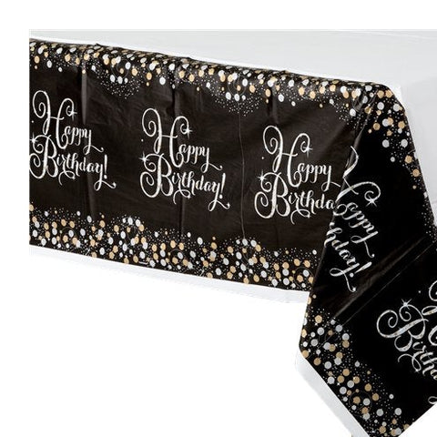 Sparkling Celebration Happy Birthday Plastic Tablecover - 1.4m x 2.6m