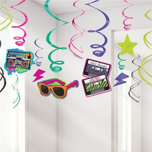Totally 80s Hanging Swirls Decoration - 60cm