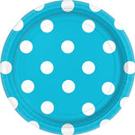 Turquoise Polka Dot Paper Party Plates - 23cm
