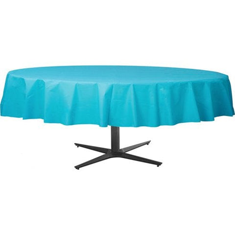 Turquoise Round Tablecover - Plastic - 2.1m