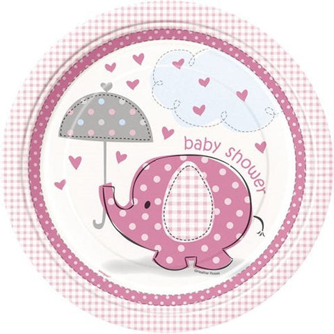 Umbrellaphants Pink Party Paper Plates 23cm