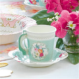 Vintage Tea Party Paper Cups with Saucers
