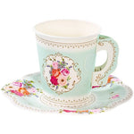 Vintage Tea Party Paper Cups with Saucers