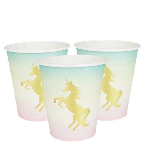 We Heart Unicorn with Foil Detail Paper Cups - 250ml