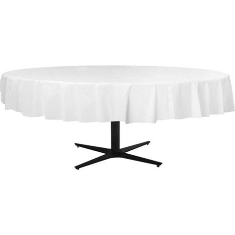 White Round Tablecover - Plastic - 2.1m