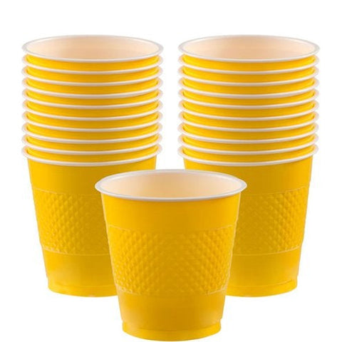 Yellow Plastic Party Cups - 355ml