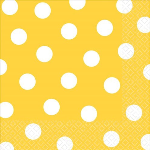 Yellow Polka Dot Napkins - 33cm
