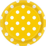 Yellow Polka Dot Paper Party Plates - 18cm