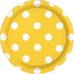 Yellow Polka Dot Paper Party Plates - 23cm