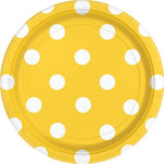 Yellow Polka Dot Paper Party Plates - 23cm