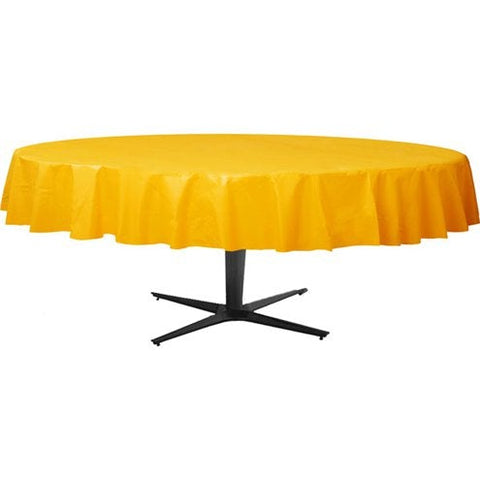Yellow Round Tablecover - Plastic - 2.1m